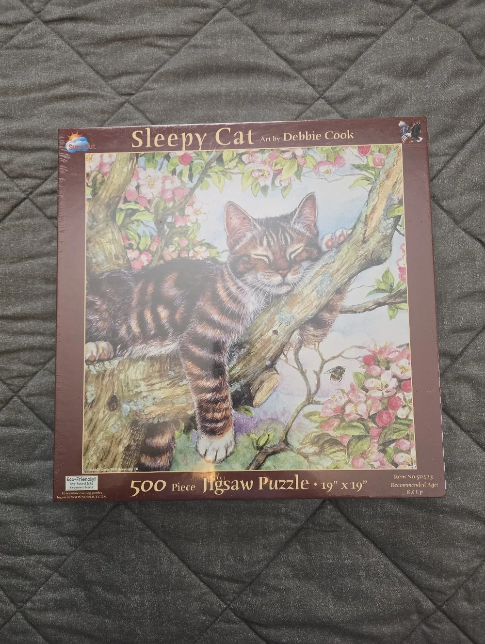 Sleepy Cat Plush-Look Jigsaw Puzzle - Brown